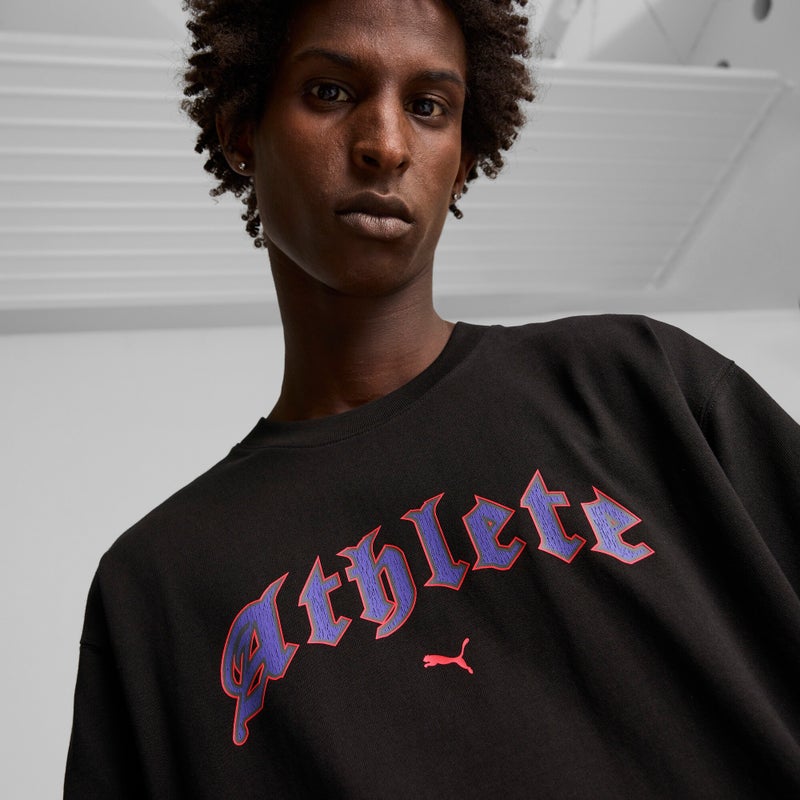 PUMA GRAPHICS "Athlete" Mens Black T-Shirt - Image 2